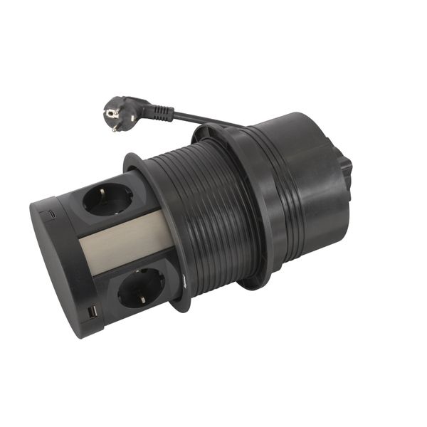 Tower 120 4 SKT 2P+T SCH + 2 USB A+C  WITH 2M CORD image 1