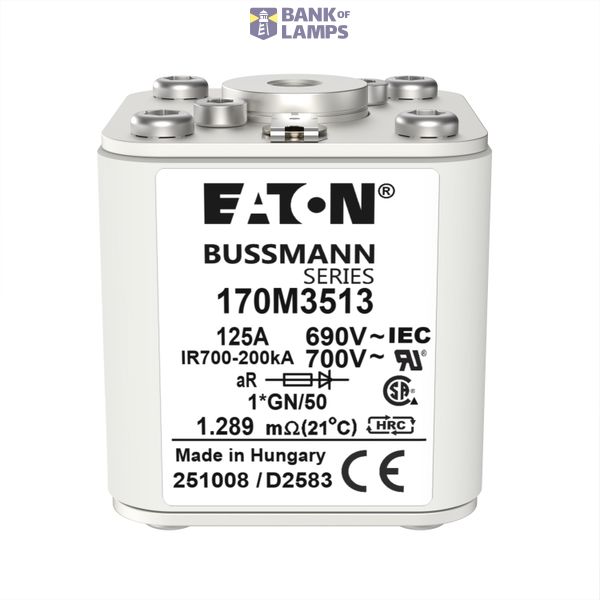 High speed square body fuse, 125 A, AC 690 V, compact size 1, 45 x 59  image 3