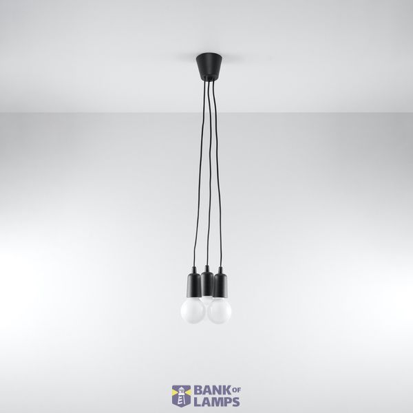 HANGING LAMP DIEGO 3 BLACK E27 3X60W IP20 image 8