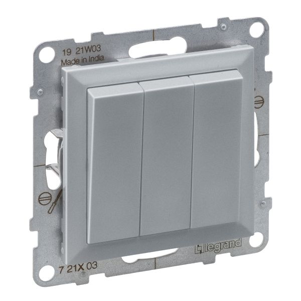 3-GANG ONE-WAY SWITCH 10AX SCREW TERMINALS ALUMINIUM image 1