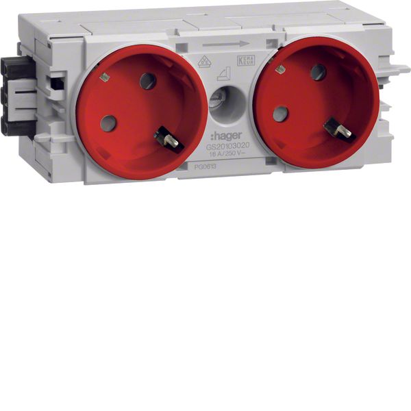 Socket-outlet 2-g.45° Wago C-Profile red image 1