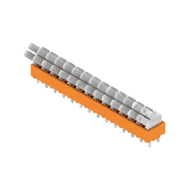 Printed circuit board terminals, 5.00 mm, Number of poles: 14, 135°, Solder pin length (l): 3.5 mm, tinned, orange, Flat-blade connection, Box image 4