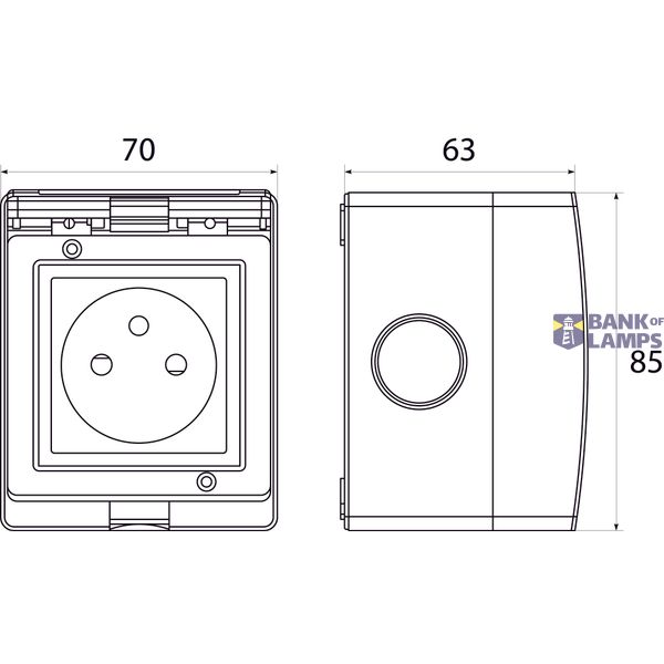 Single surface-mounted socket GPN IP55 "AQUA55" image 2