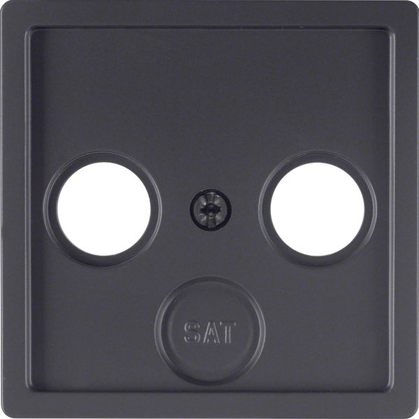 Centre plate aerial socket 2/3-hole Berker Q.1/Q.3/Q.7/Q.9 anthracite velvety lacquered image 1