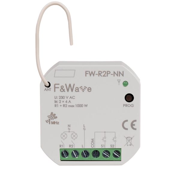 Radio multifunction relay, for installation without neutral wire, flush-mounted, 2 NO contacts image 1