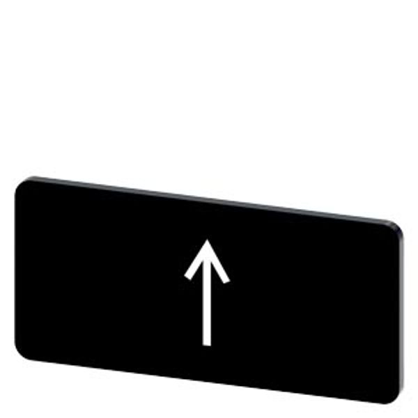 Labeling plate 12.5x27 mm, black label, icon: Arrow pointing up image 1