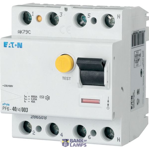 PF6-25/4/003-A Residual current circuit breaker (RCCB), 25A, 4p, 30mA, type A image 1