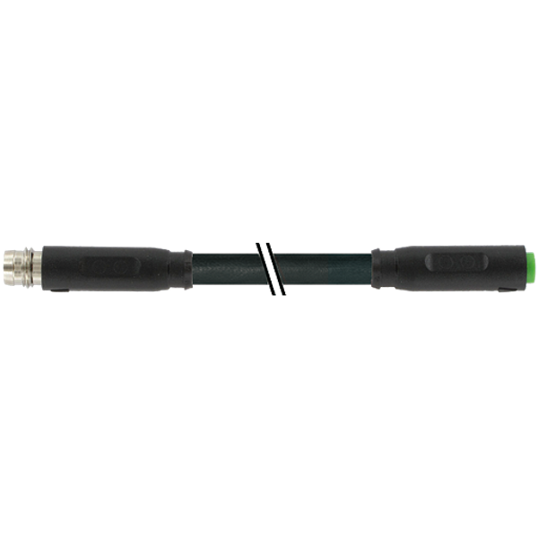 M8 male 0° / M8 female 0° A-cod. snap-in PVC 3x0.25 bk UL/CSA 1.5m image 1