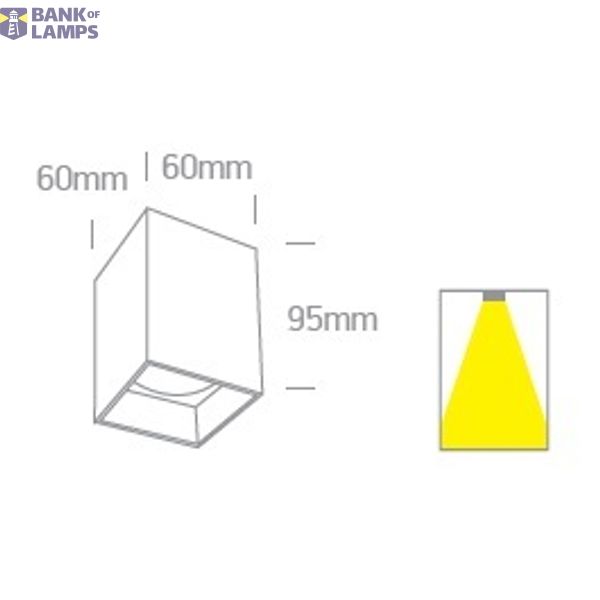BLACK GU10 10W DARK LIGHT SQUARE image 2