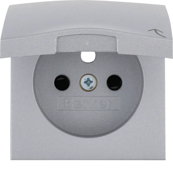Central part for socket with earthing pin with protection against contact with lid, Berker S.1/B.x, alu mat., varnish. image 1