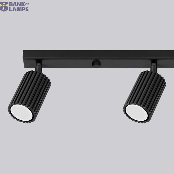 BLACK CARBON CEILING LAMP OBLONG STRIP WITH 4 MOVABLE GU10 SPOTLIGHTS image 3