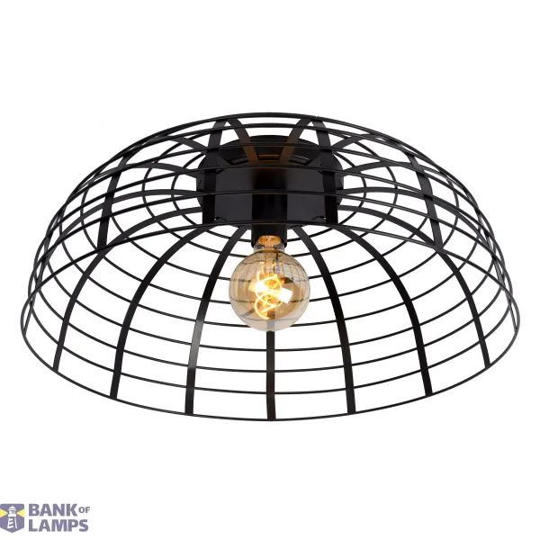 Lucide ELODIE - Flush ceiling light - Ø 56 cm - 1xE27 - Black image 1