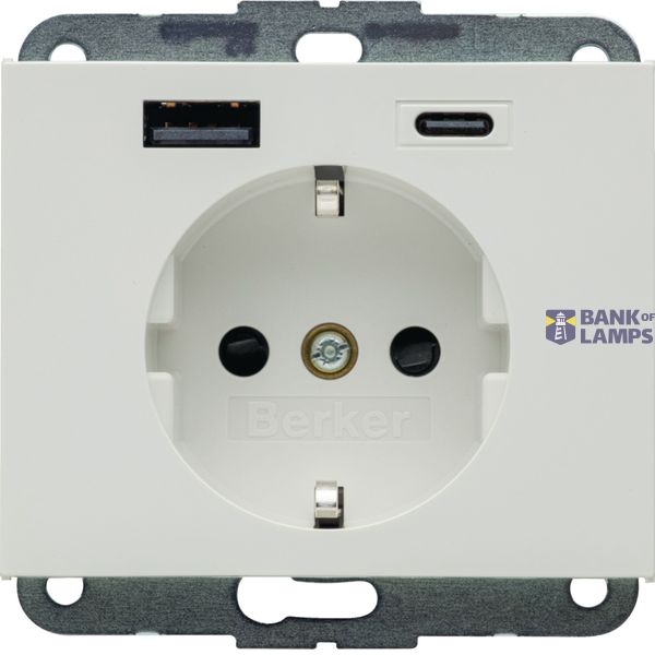 WCD RA, USB A + USB C (PD), Berker K.1 polar white glossy image 1