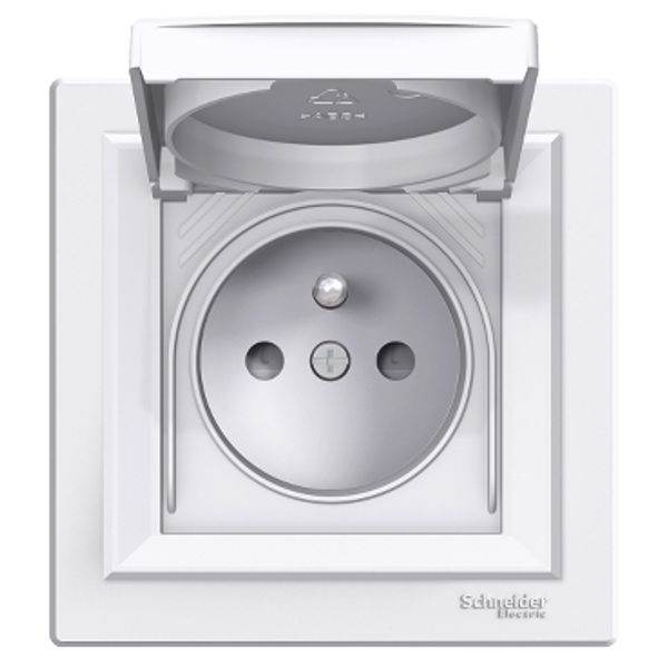 Asfora - Socket 2P+PE 250V 16A, shutters, IP44, white (EPH2800621) image 1