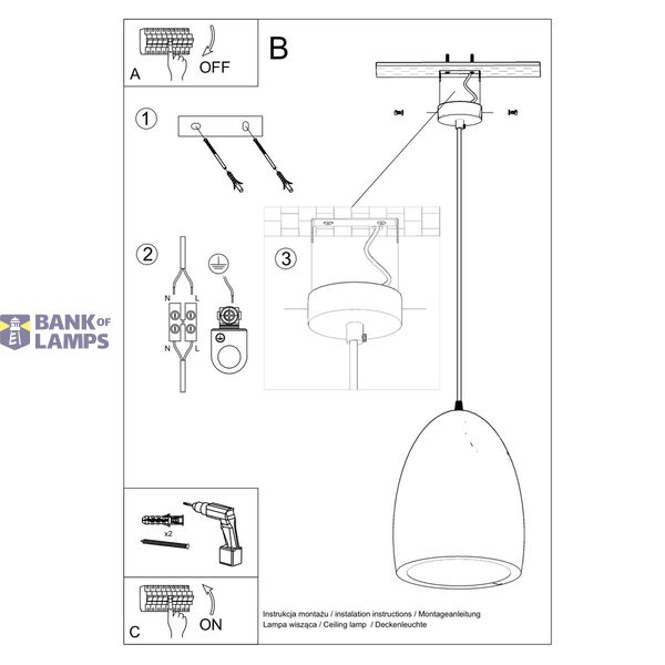 CERAMIC HANGING LAMP BUKANO E27 1X60W IP20 image 9