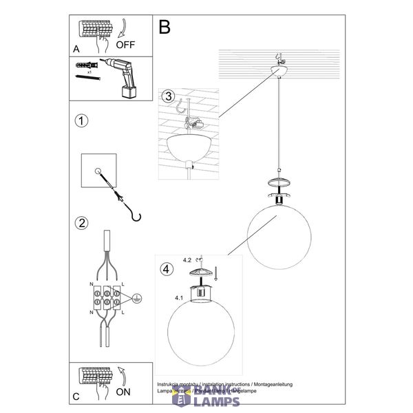 HANGING LAMP UGO 30 CHROME E27 1X60W IP20 image 4