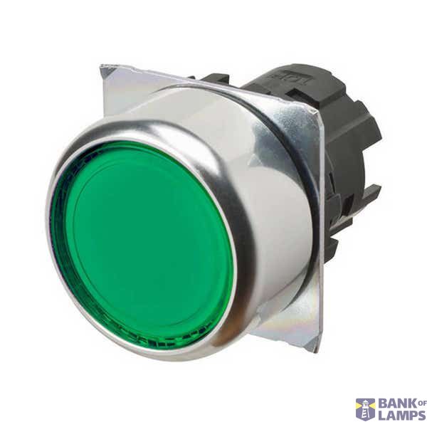 Pushbutton A22NZ Ã˜22, bezel metal, FLAT, MOMENTARY, CAP COLOR Transparent GREEN, LIGHTED A2270152B image 1