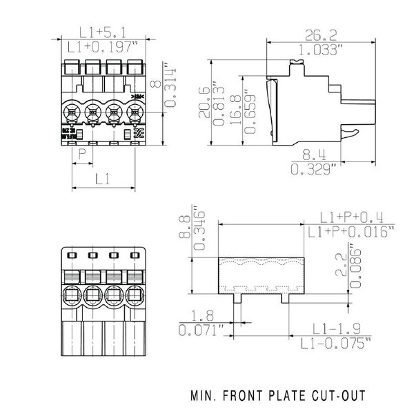PCB plug-in connector, female plug, 5.08 mm, Number of poles: 2, 270°, PUSH IN with actuator, Clamping range, max. : 3.31 mm², Box image 1