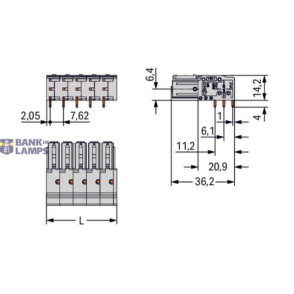 THT female header;1.0 x 1.2 mm solder pin;angled;light gray image 4