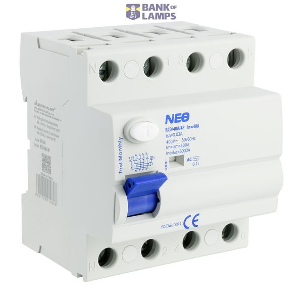 40A, 30mA, 4-pole differential circuit breaker type AC RCD/40A/4P image 1
