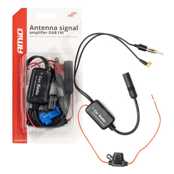 Antenna signal amplifier 12V DAB FM AMIO-04134 image 1