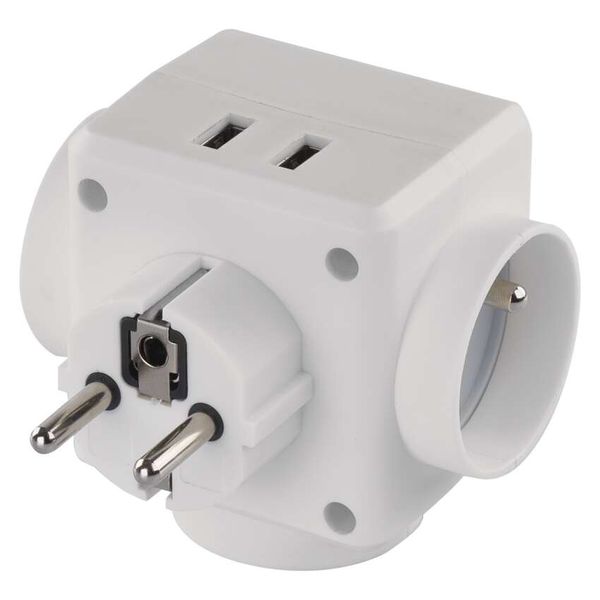 Multiple Socket 3× round, 2× USB image 1