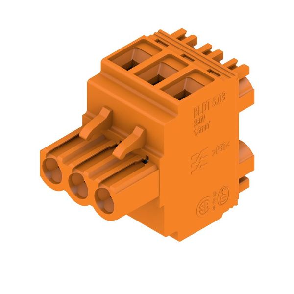 PCB plug-in connector, female plug, 5.08 mm, Number of poles: 3, 90°/270°, Clamping yoke connection, Clamping range, max. : 3.31 mm², Box image 1