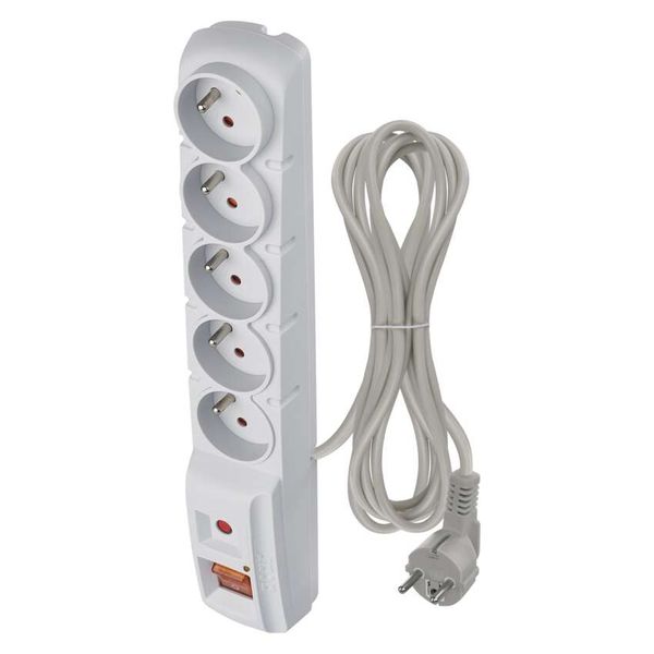 Surge Protector – 5 sockets, 3m, grey image 1