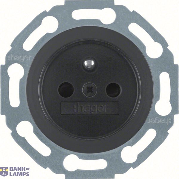 Earthed socket, enhanced touch safety, screw, Series 1930/Glass, black image 1