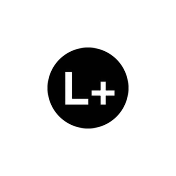 Vinyl label, diametro 20mm, symbol (L+) white/black image 1