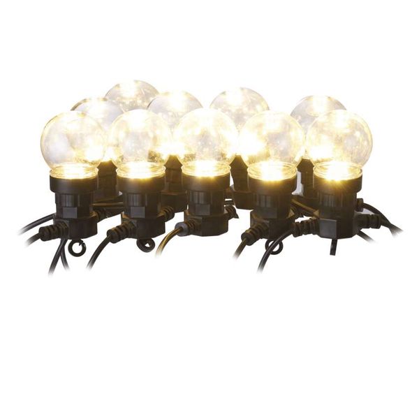 LED light chain – 10x clear party bulbs, 5 m, outdoor and indoor, warm white image 1
