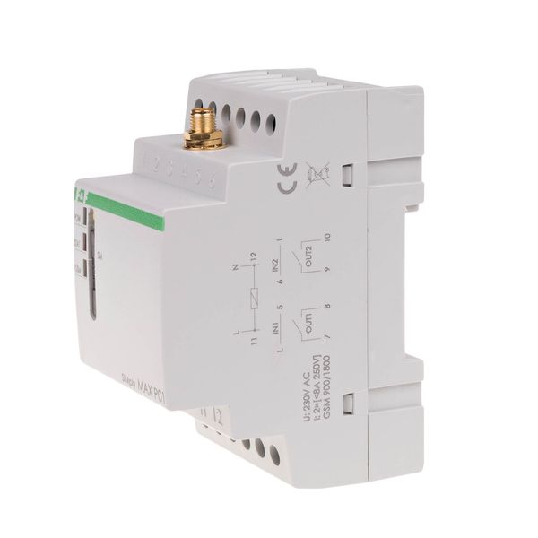 GSM remote control relay (SMS); 4xOUT, 4xIN; on/off/notify; 230V AC; 4x1NO; DIN rail mounting image 2