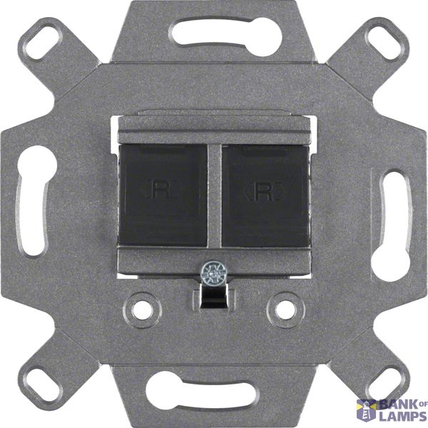 RJ data socket, double, Cat. 6A shielded, straight output image 1