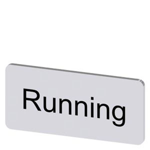 Labeling plate 12.5 x 27 mm, silver-colored label, labeling: Running image 1