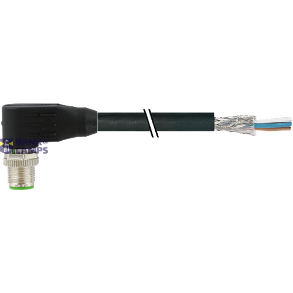 M12 male 90° A-cod. with cable shielded PUR 4x0.34 shielded bk 1m image 2