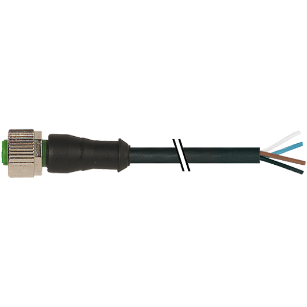 M12 female 0° A-cod. with cable PVC 4x0.34 bk UL/CSA 1.4m image 1