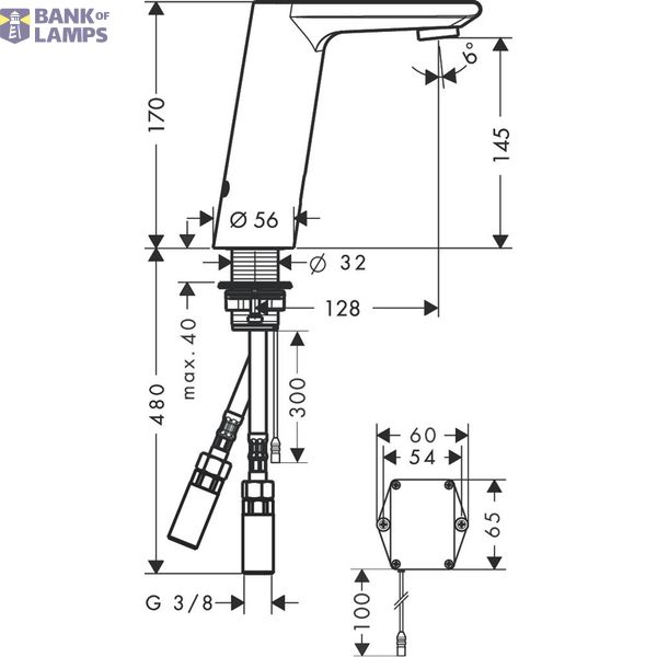 Metris S electric sink mixer 6V, for mixed water, chrome image 1