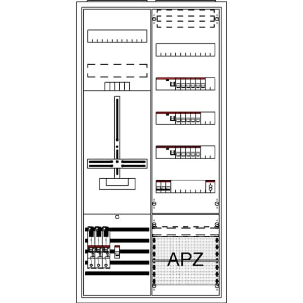 DA27KBH4Y Meter board, Field width: 2, Rows: 57, 1100 mm x 550 mm x 215 mm, Isolated (Class II), IP31 image 1