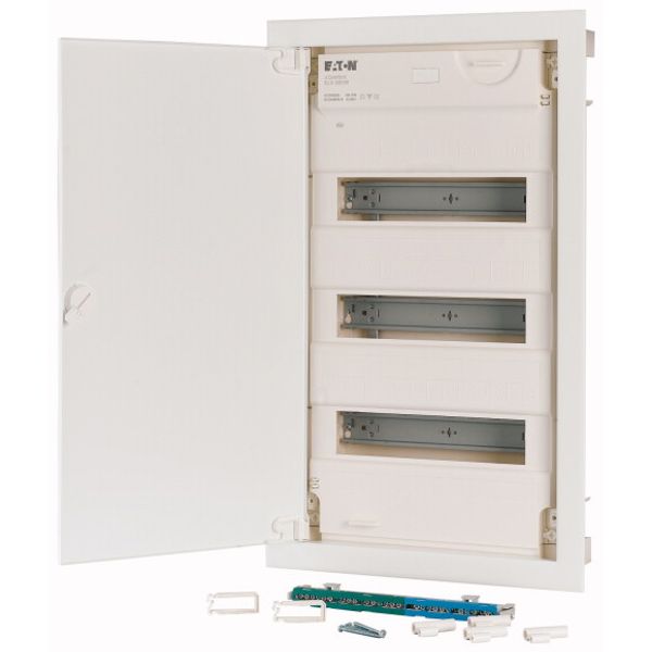 KLV-36HWS-SF Hollow wall compact distribution board, 3-rows, super-slim sheet steel door image 3
