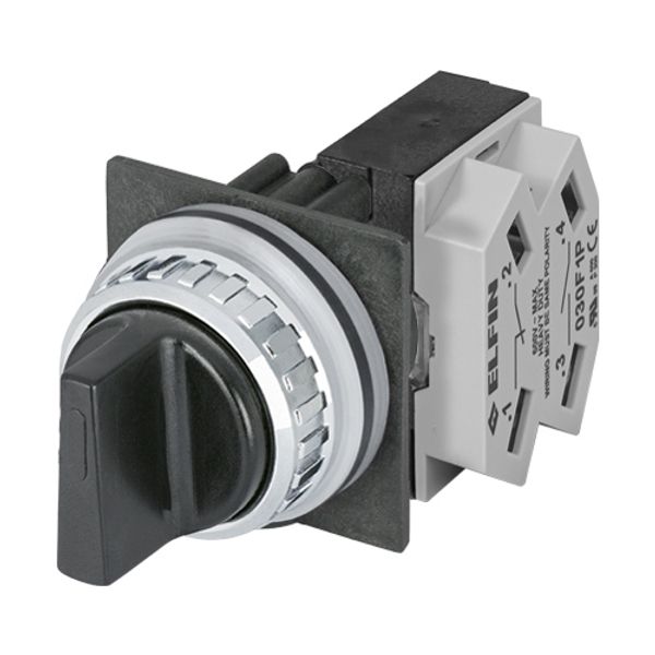 Knob selector switch, black, 3-position, Cam F, N.O.+N.C. image 1