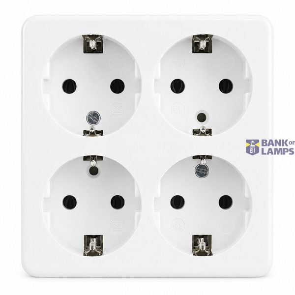 4-Way Power Socket 16A, 250V~Max: 3680W, IP20 Without Cable, White image 1