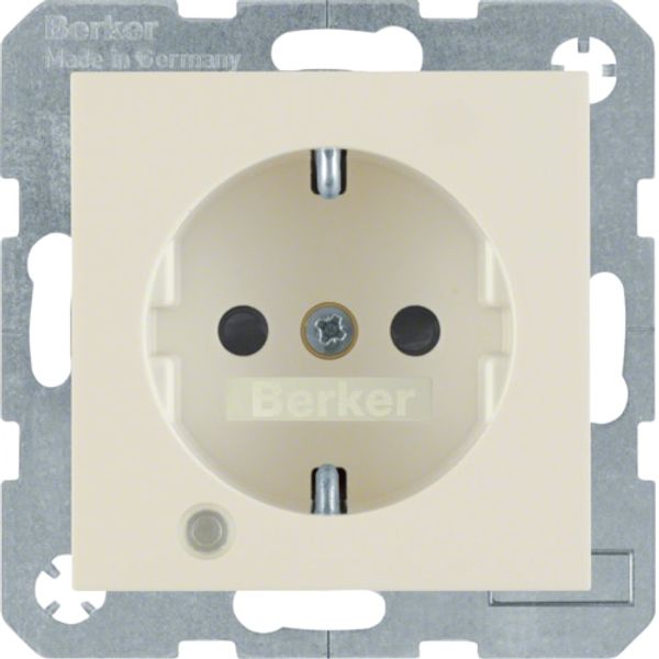 Schuko socket with LED and label holder S.1/B.3/B.7 white, glossy image 1