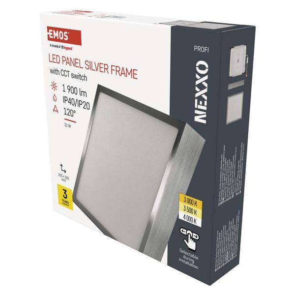 LED surface luminaire NEXXO, square, silver, 21W, with change CCT image 1