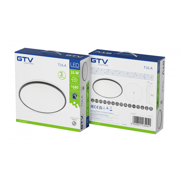 LED luminaire TULA, 24 W, 1680 lm, 4000K, AC180-250V, PF>0.5, IP44, Ø350 mm, black image 2