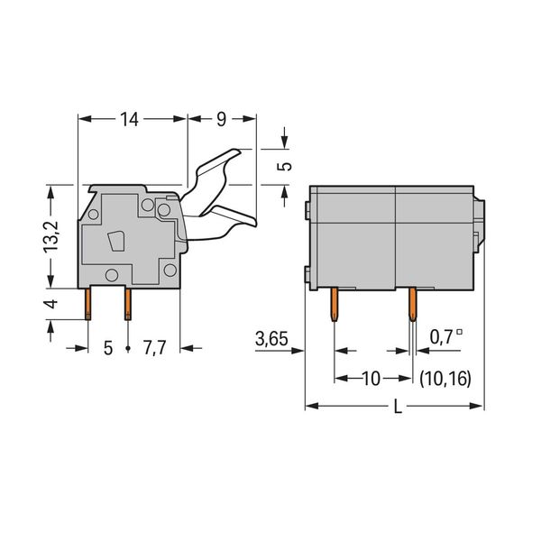 PCB terminal block finger-operated levers 2.5 mm² gray image 2