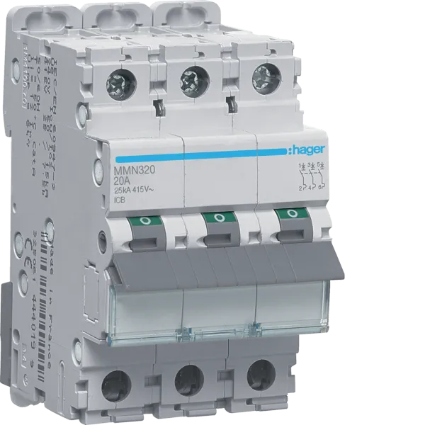 Magnetic circuit breaker 3P 20A 20kA 3M image 1