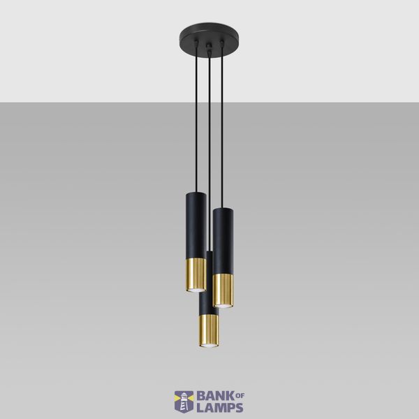 LOOPEZ 3P HANGING LAMP BLACK/GOLD GU10 3X40W IP20 image 2