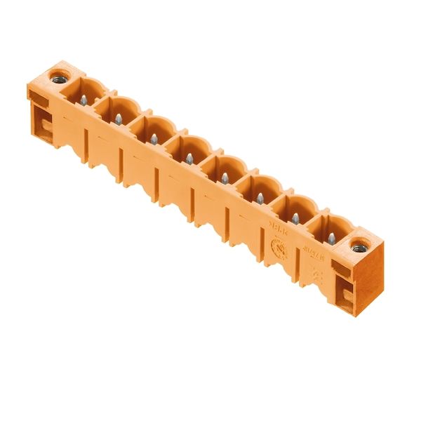 PCB plug-in connector, male header, Flange, THT solder connection, 7.62 mm, Number of poles: 2, 180°, Solder pin length (l): 3.2 mm, tinned, orange, Box image 2