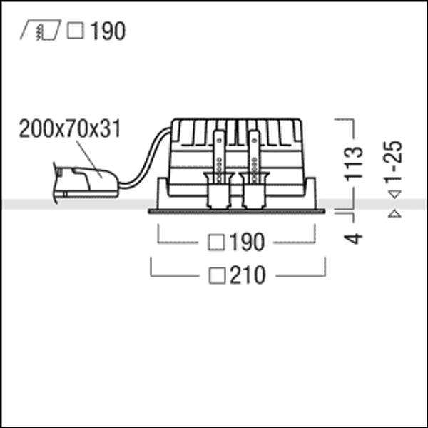 PANOS EVO Q190H 19W 840 SWI FAL WH - LED ceiling-recessed luminaire image 2