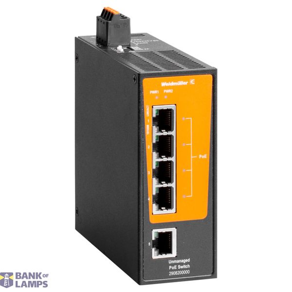 PoE switch, unmanaged PoE, Fast Ethernet, 1x RJ45, 4x RJ45 PoE++, IP30 image 1